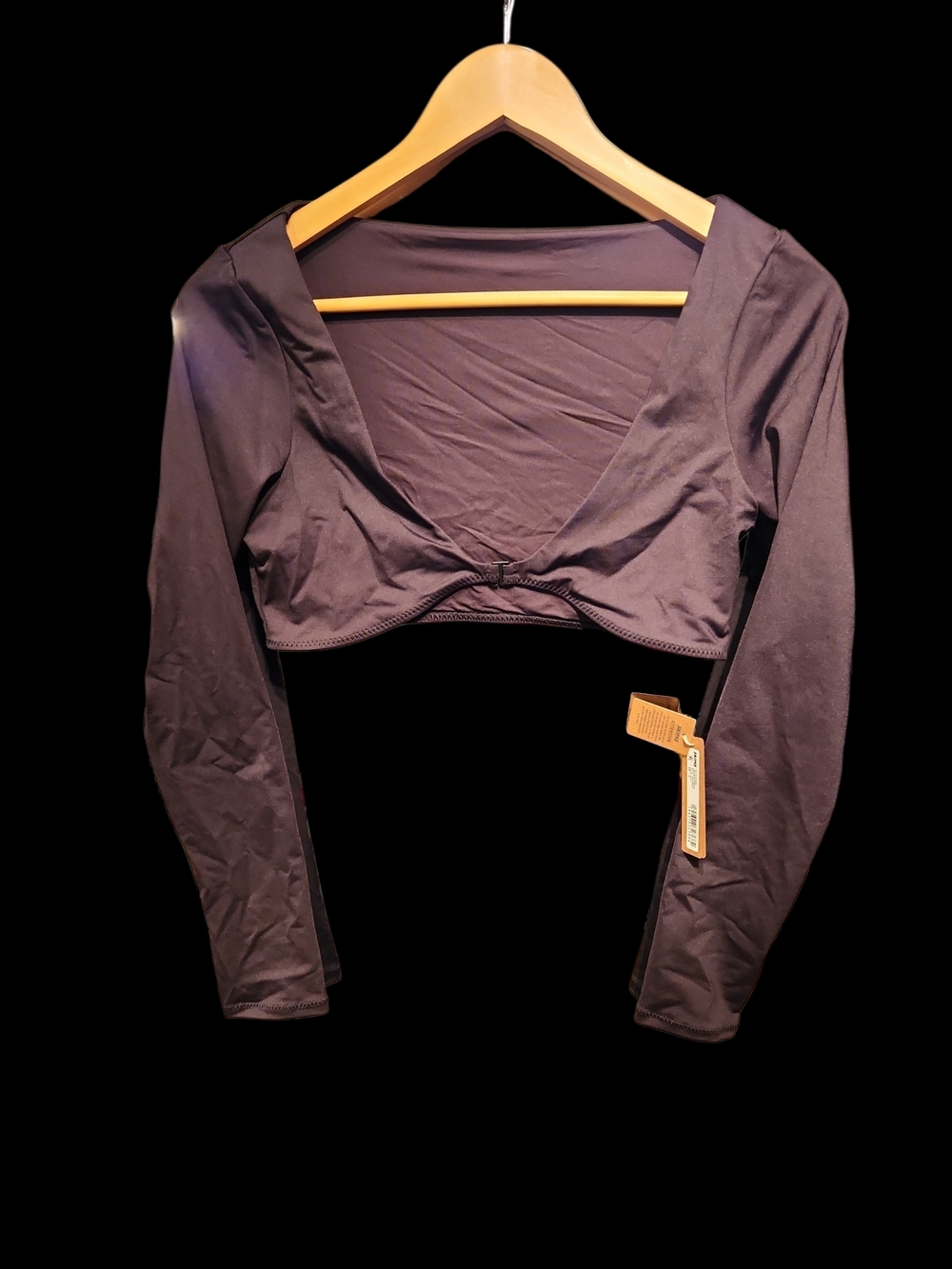 SKIMS BLACK Long Sleeve Cropped Top for Daily Or Swim Wear